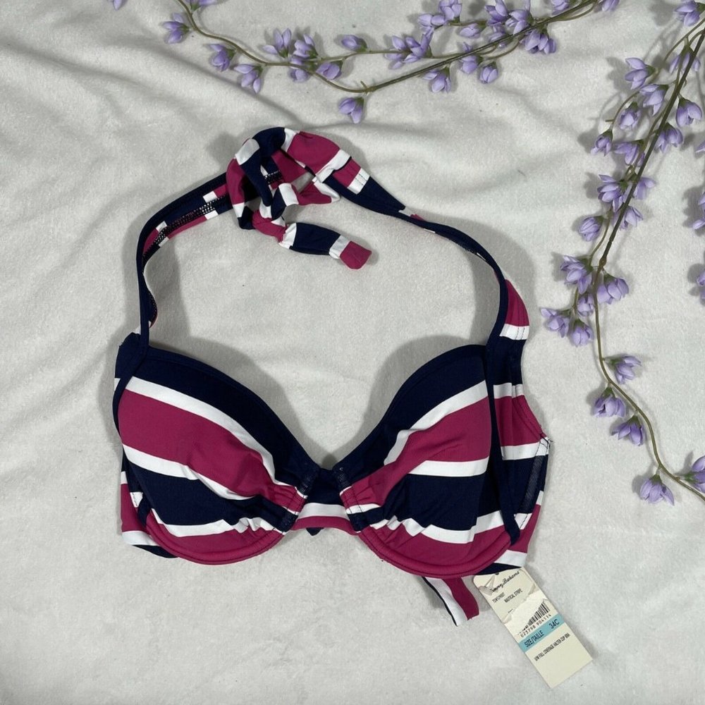 Tommy Bahama Stripe Underwire Halter Bikini Top 34C‎
